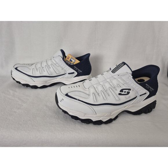 SKECHERS Afterburn M Fit Grill Captain 8.5 Extra Wide Slip-In White Navy - Picture 3 of 10